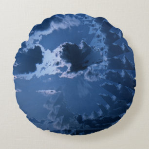Beautiful cloudy skies over the mountains.... round pillow