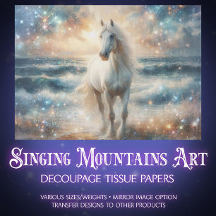 Beautiful Coastal Horse and Ocean Art Decoupage Tissue Paper