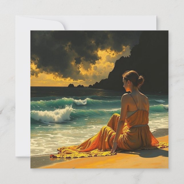 Beautiful Coastal Night Seaside Reflection | Blank (Front)