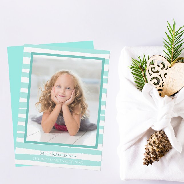 Beautiful Coastal Teal Beach Christmas Holiday Card (Creator Uploaded)