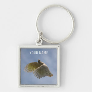 Beautiful Cockatoo Bird Parrot Flying in the Sky K Keychain
