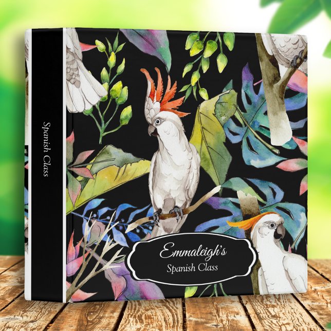 Beautiful Cockatoo Bird Tropical Pattern Custom Binder (Creator Uploaded)