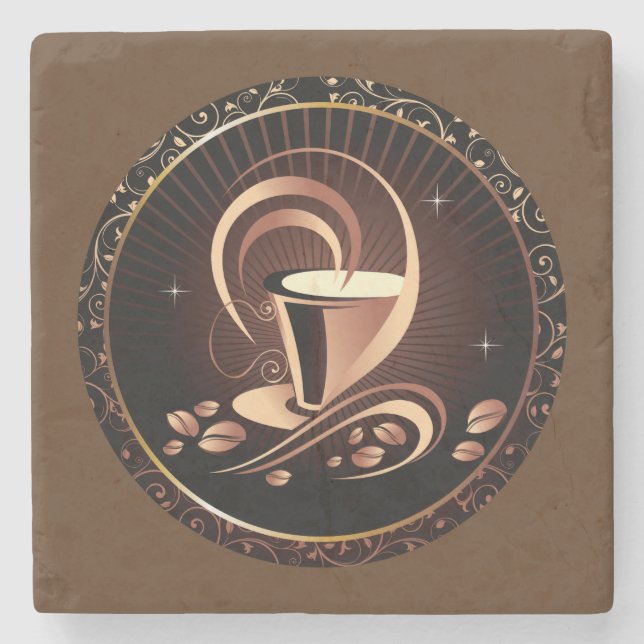 Beautiful Coffee Cup/Saucer Stone Coaster (Front)