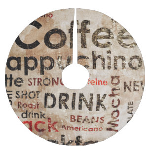 Beautiful Coffee Espresso Cappucino Pattern Brushed Polyester Tree Skirt