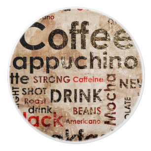 Beautiful Coffee Espresso Cappucino Pattern Ceramic Knob