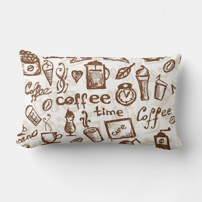 Beautiful Coffee Espresso Design Lumbar Pillow (Front)