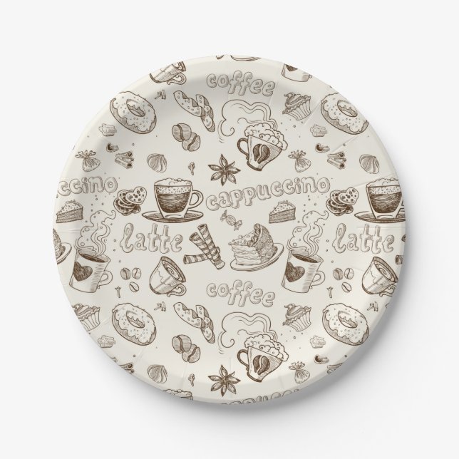 Beautiful Coffee Espresso Design Paper Plate (Front)