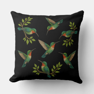 Beautiful colibris birds throw pillow