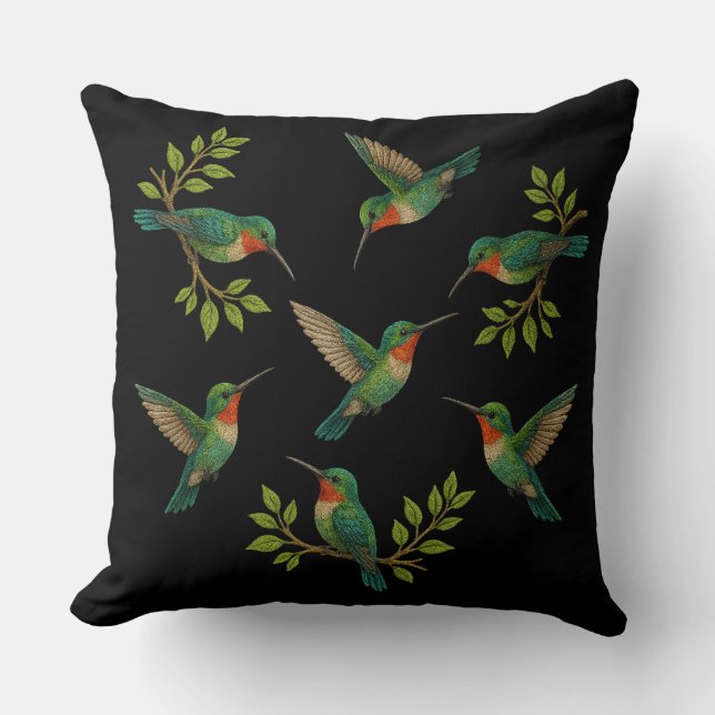 Beautiful colibris birds throw pillow (Front)
