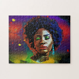 Beautiful Colorful African Lady w/ Afro Jigsaw Puzzle