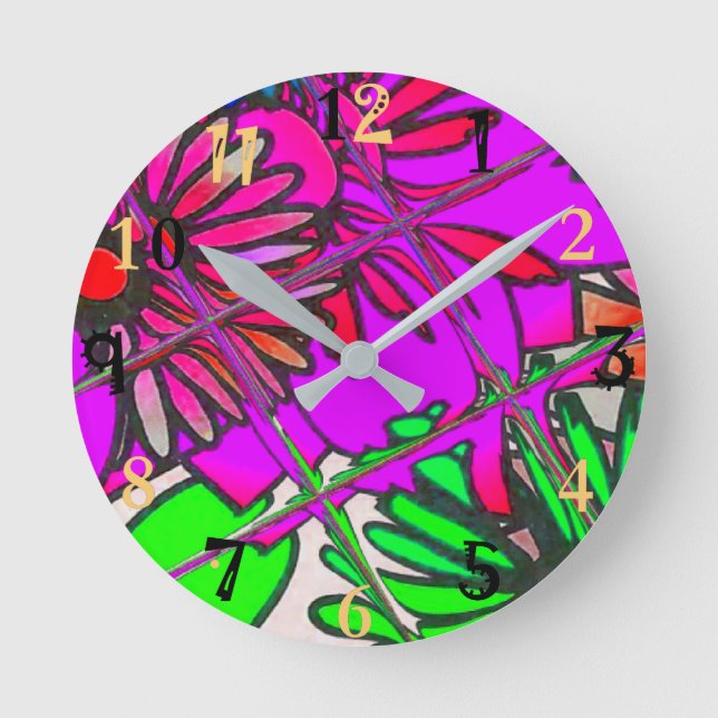 Beautiful colorful amazing floral pattern design a round clock (Front)