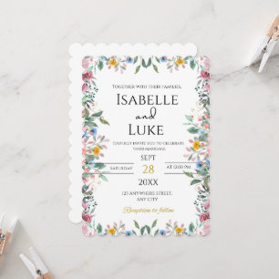 Beautiful, Colorful, Floral Wedding Invitation 