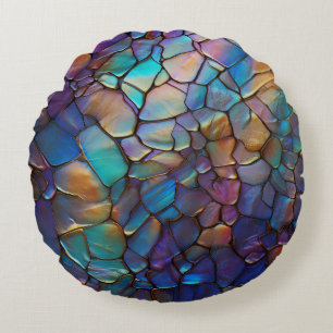 Beautiful Colorful Opal Gemstone Mix Pattern Round Pillow