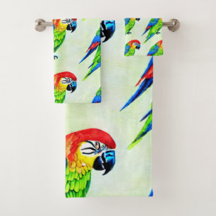 Beautiful Colorful Parrot Pattern Bath Towel Set