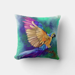 Beautiful Colorful Parrot Throw Pillow