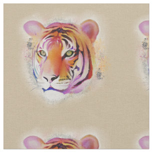 Beautiful Colorful Tiger Watercolor painting Fabric