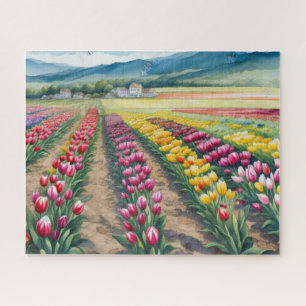 Beautiful Colorful Tulip Field Jigsaw Puzzle