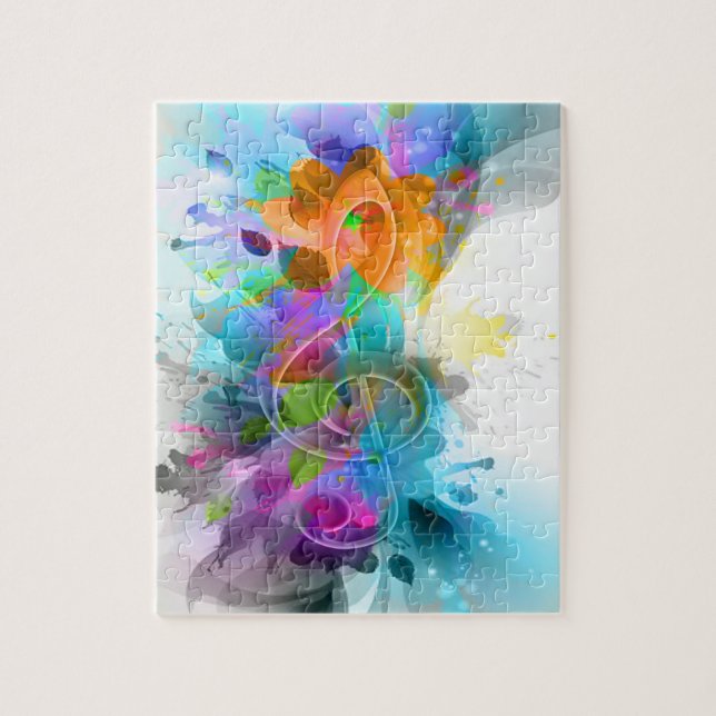 Beautiful Colorful Watercolor Splatter Music note Jigsaw Puzzle (Vertical)