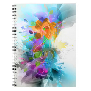 Beautiful Colorful Watercolor Splatter Music note Notebook
