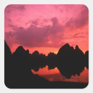 Beautiful colour at sunset of limestone mountains square sticker