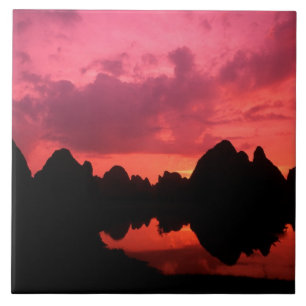 Beautiful colour at sunset of limestone mountains tile