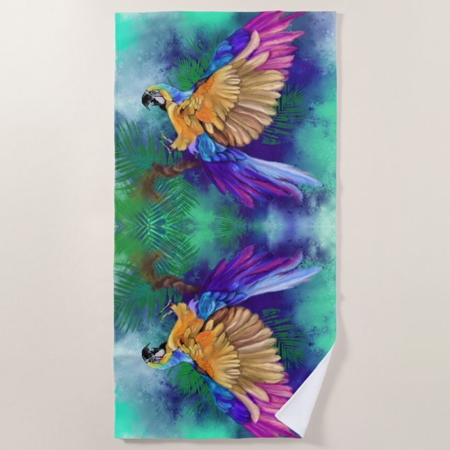 Beautiful Colour Parrot Beach Towel (Front)