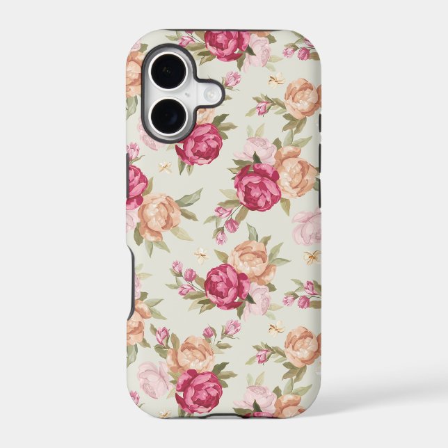 Beautiful colour peony pattern on green (Back)
