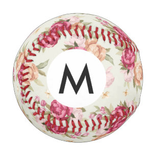 Beautiful colour peony pattern on green baseball