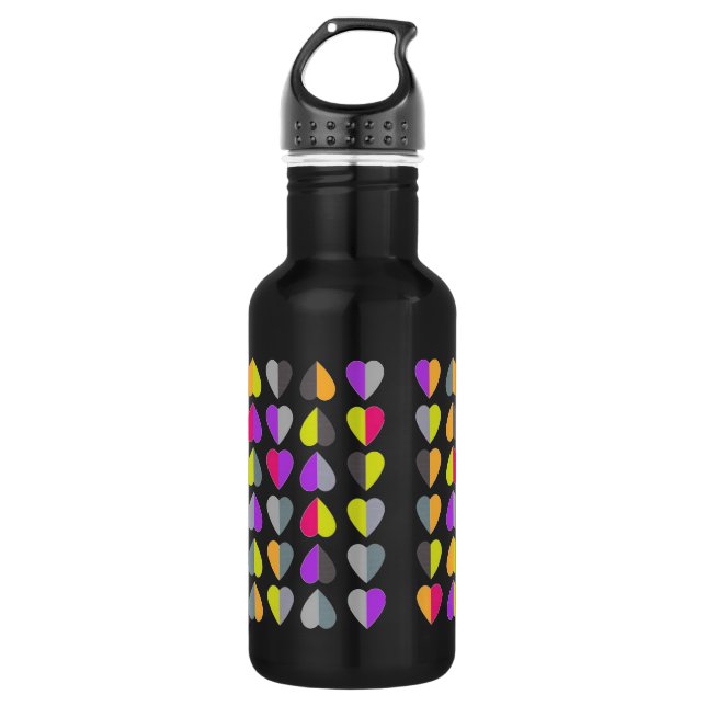 Beautiful coloured hearts 532 ml water bottle (Front)