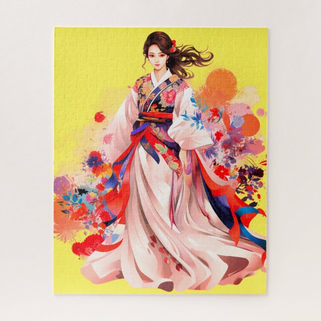 Beautiful coloured Kimono Jigsaw Puzzle (Vertical)