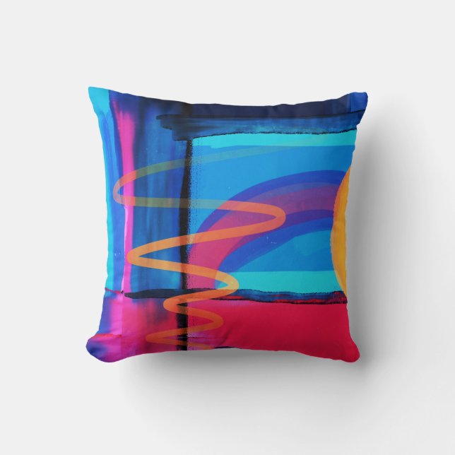 Beautiful & Colourful Abstract Artwork Throw Pillow (Front)
