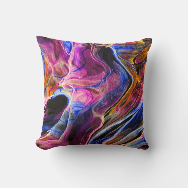 Beautiful & Colourful Abstract Marble Design Throw Pillow (Front)