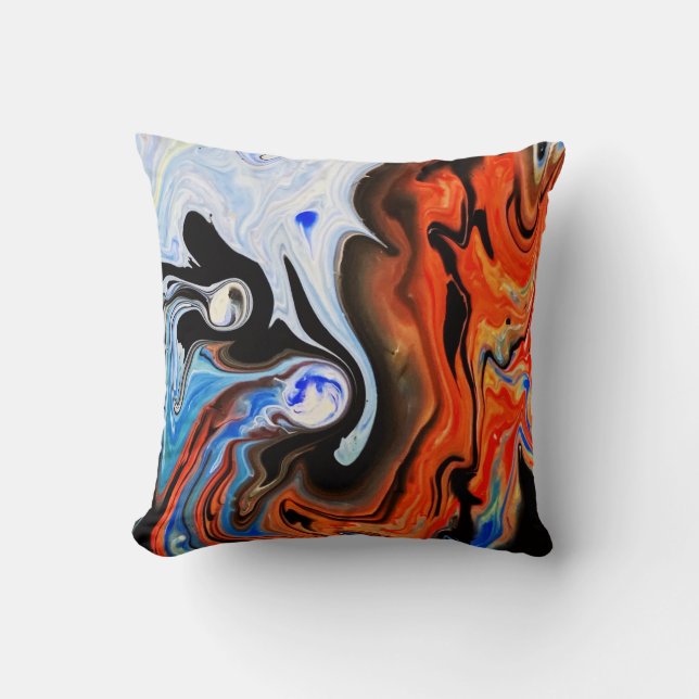 Beautiful & Colourful Abstract Marble Design Throw Pillow (Front)