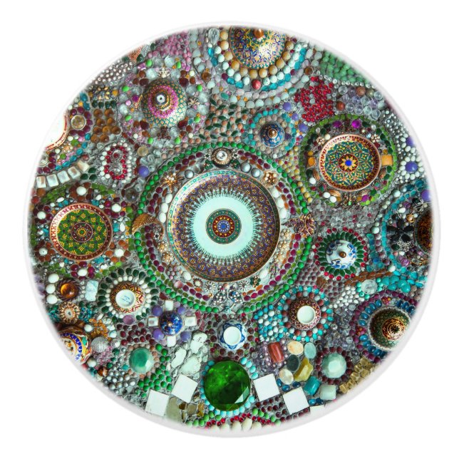 Beautiful Colourful Abstract Mosaic Ceramic Knob (Front)