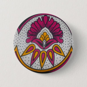 Beautiful Colourful African Fabric Motif Art Print 2 Inch Round Button