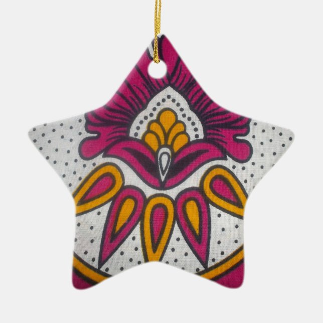 Beautiful Colourful African Fabric Motif Art Print Ceramic Ornament (Front)