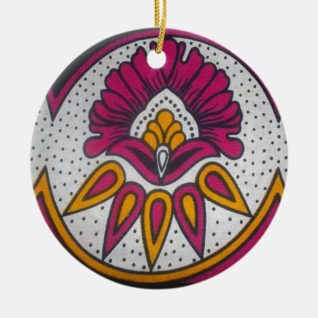 Beautiful Colourful African Fabric Motif Art Print Ceramic Ornament (Front)