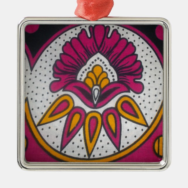 Beautiful Colourful African Fabric Motif Art Print Metal Ornament (Front)