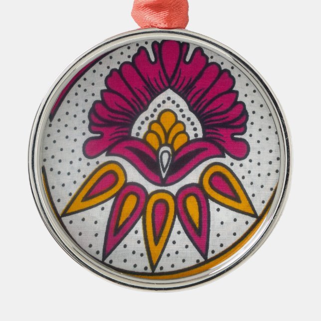 Beautiful Colourful African Fabric Motif Art Print Metal Ornament (Front)