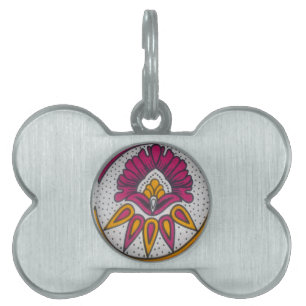 Beautiful Colourful African Fabric Motif Art Print Pet Tag