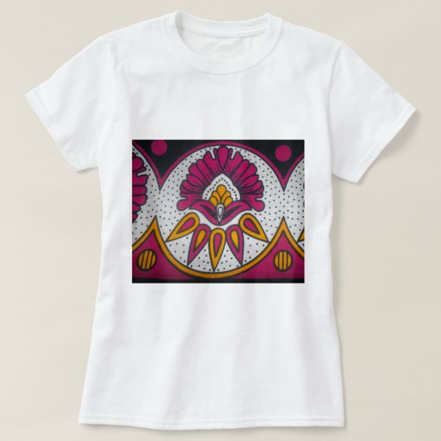 Beautiful Colourful African Fabric Motif Art Print T-Shirt (Design Front)
