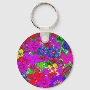Beautiful Colourful Amazing Floral Pattern Design Keychain