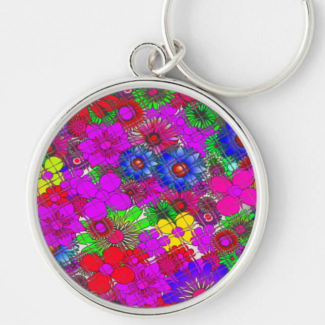 Beautiful Colourful Amazing Floral Pattern Design Keychain (Front)