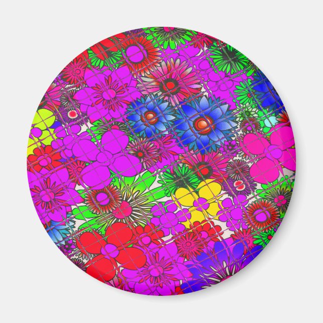 Beautiful colourful amazing floral pattern design magnet (Front)