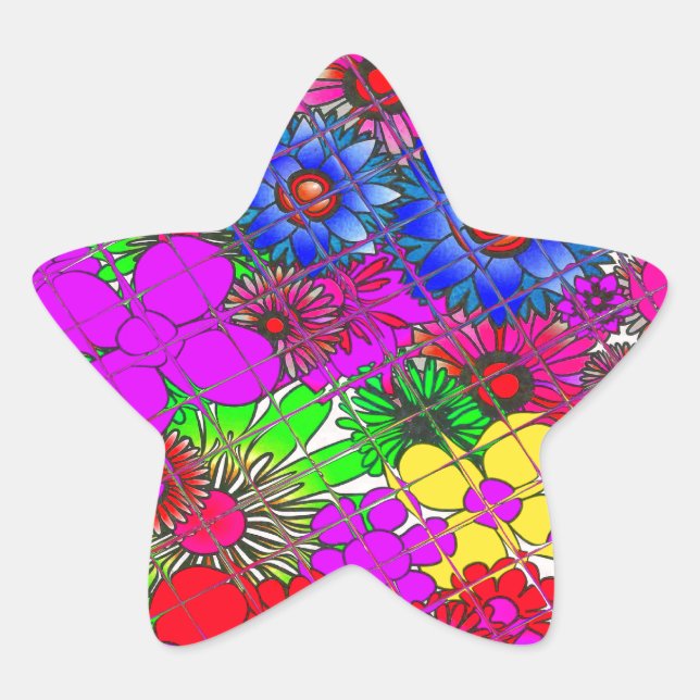 Beautiful Colourful Amazing Floral Pattern Design Star Sticker (Front)