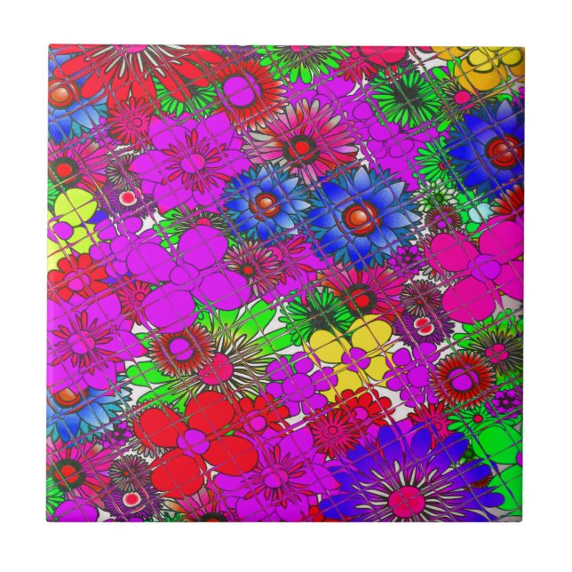 Beautiful Colourful Amazing Floral Pattern Design Tile (Front)