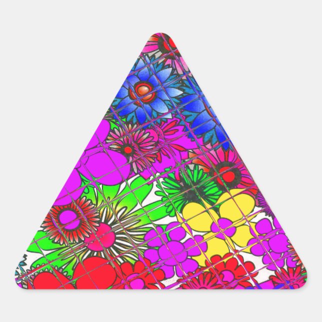 Beautiful Colourful Amazing Floral Pattern Design Triangle Sticker (Front)