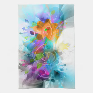Beautiful colourful and cool splatter music note kitchen towel