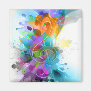 Beautiful colourful and cool splatter music note magnet