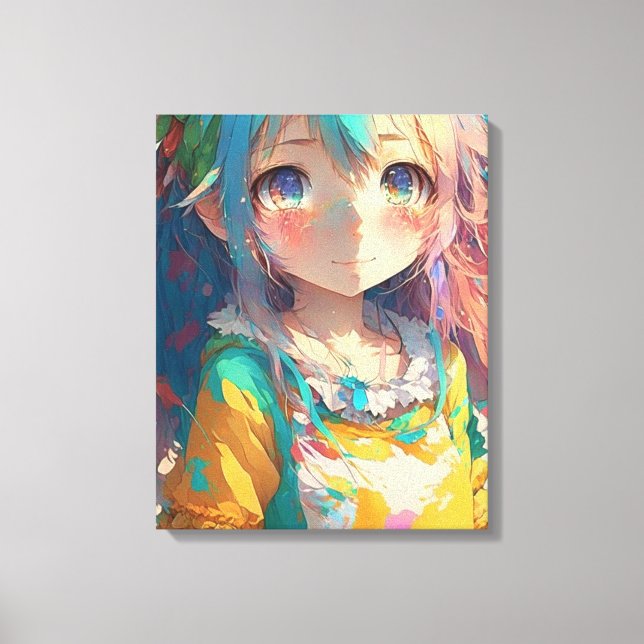 Beautiful Colourful Anime Girl Canvas Print (Front)